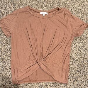 Gaze Women's Tan Twist Front Tee